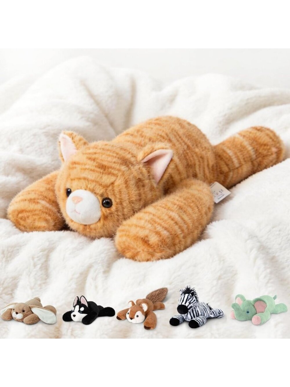 Cozy Orange Cat Weighted Plush Toy Pillow - Perfect Gift for Kids & Collectors